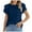 Dark Blue, variant on Lovskoo Summer Tops for Women 2024 Round Neck Short Sleeve Casual Solid Color Short T Shirt Pleated Tops Black
