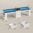 thumbnail image 3 of 96.6 Inch 2 Person Desk with LED Lights and Power Outlet, Modern Long Computer Desk with File Drawers, Double Table for Home Office, White, 3 of 8