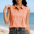 thumbnail image 2 of MYAOYI Womens Checkered Sleeveless Blouse, Collared Button Down Summer Top, 2 of 7
