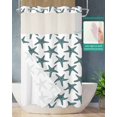thumbnail image 2 of No Hook Shower Curtain with Snap in Liner, Summer Aqua Green Starfish Texture White Hotel Shower Curtains for Bathroom, Washable Shower Curtain Liner Set with Mesh Top Window, 54"x78", 2 of 6