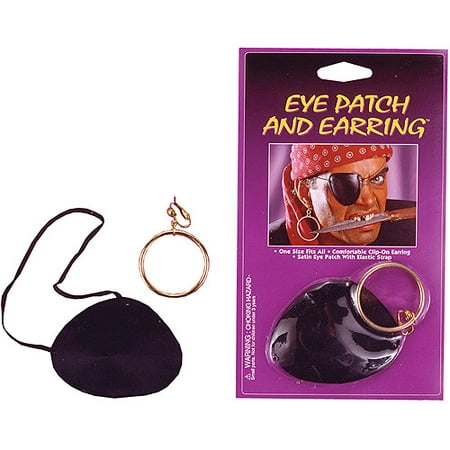 Satin Eye Patch with Earring Adult Halloween Accessory