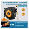 thumbnail image 3 of Retractable Extension Reel Heavy Duty 12AWG 45FT, SJTOW Power Cord Reel with Lighted Outlet & Swivel Bracket - Garage, Workshop, Construction, 3 of 9