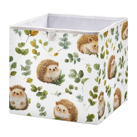 Foldable Fabric Storage Bin Home Cubes Clothing Organizer Bins Large Collapsible Box Basket for Home Organizer Small Hedgehogs and Leaves