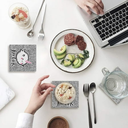 

KXMDXA Cute Unicorn Free Hugs Set of 8 Coaster for Drinks Absorbent Ceramic Stone Coasters Cup Mat with Cork Base for Home Kitchen Room Coffee Table Bar Decor