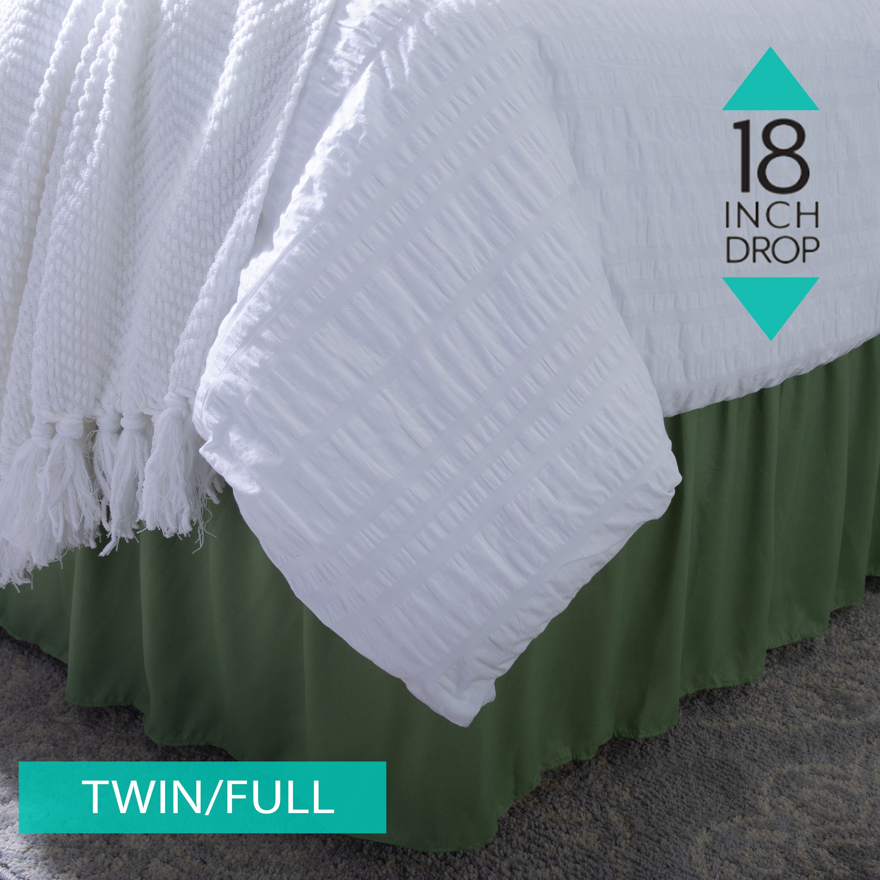 Home Details 18" Drop Wrap Around Bed Ruffle Twin/Full in Sage (78x54x18)