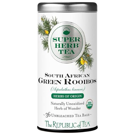 The Republic of Tea — Organic South African Green Rooibos SuperHerb Tea Tin, 36 Herbal Tea Bags, Naturally Caffeine-Free Herbs of Origin