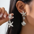 thumbnail image 4 of Gold Starfish Seashell Dangle Earrings Coastal Jewelry for Women 1 Pair, 4 of 4