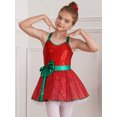 thumbnail image 3 of Doomiva Kids Girls Sparkly Sequins Bow Sleeveless Leotard Tutu Dress Christmas Dancewear Red 12, 3 of 7