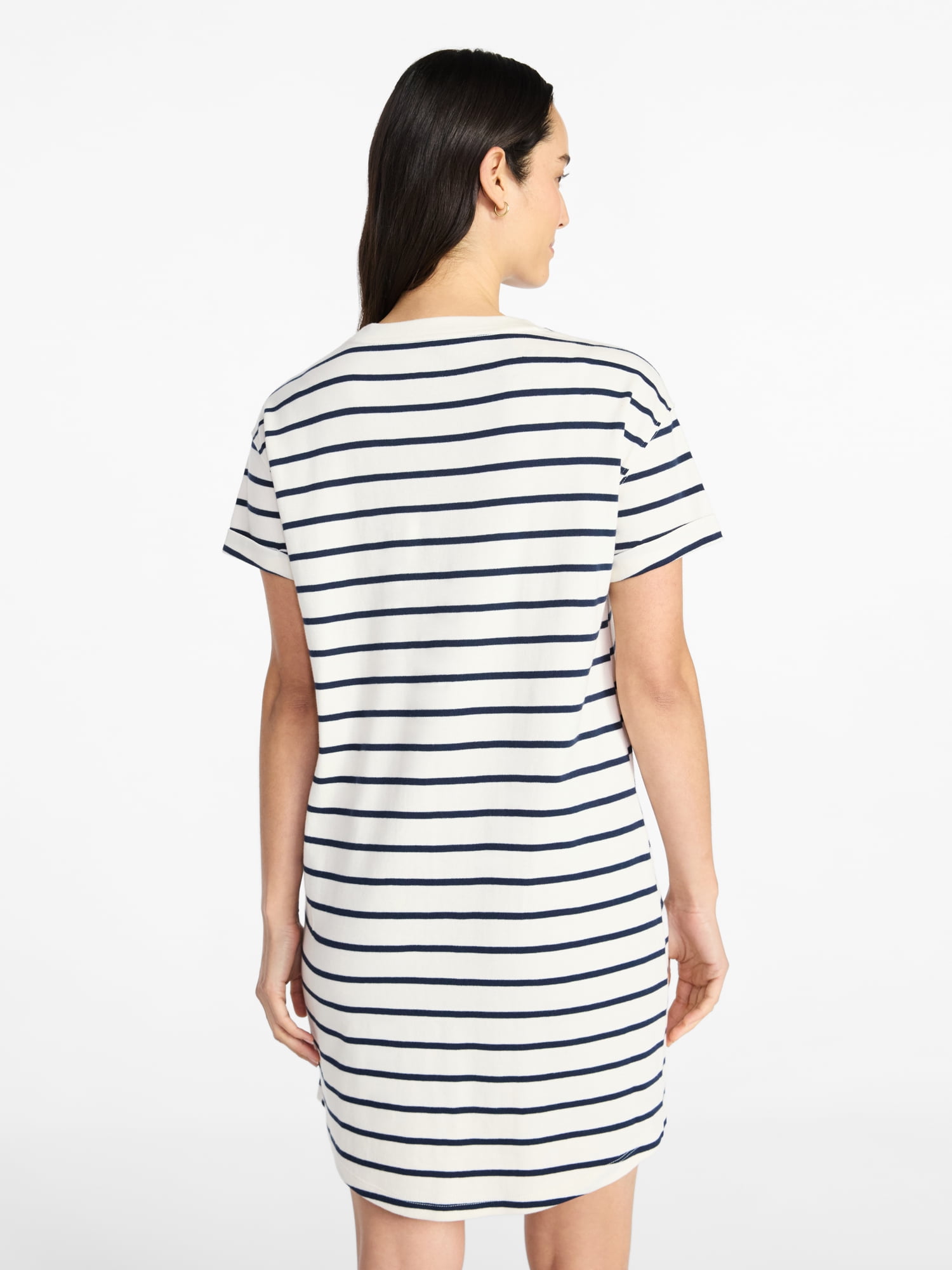 Time and Tru Women's Cotton T-Shirt Dress with Short Sleeves, Sizes XS-XXXL