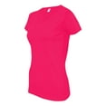 thumbnail image 2 of Ladies' V-Neck Fine Jersey T-Shirt - HOT PINK - L, 2 of 5