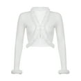 thumbnail image 5 of Dewadbow Women Ribbed Knit Crop Tops Long Sleeve V-neck Fur Trim Cardigan, 5 of 6
