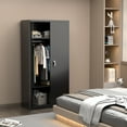 thumbnail image 4 of AOBABO Metal Storage Cabinet with Adjustable Shelf and Cloth Rail, Black, 4 of 12