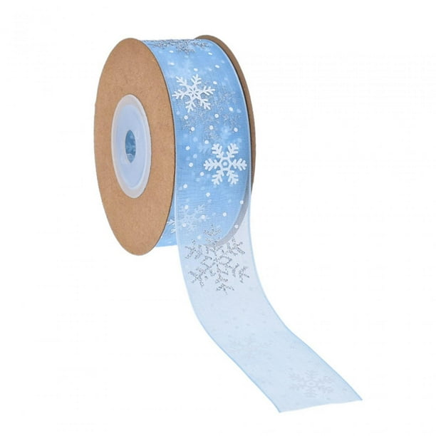 Cinta estampada, cinta navideña, decoración navideña de 10 yardas, nieve navideña azul