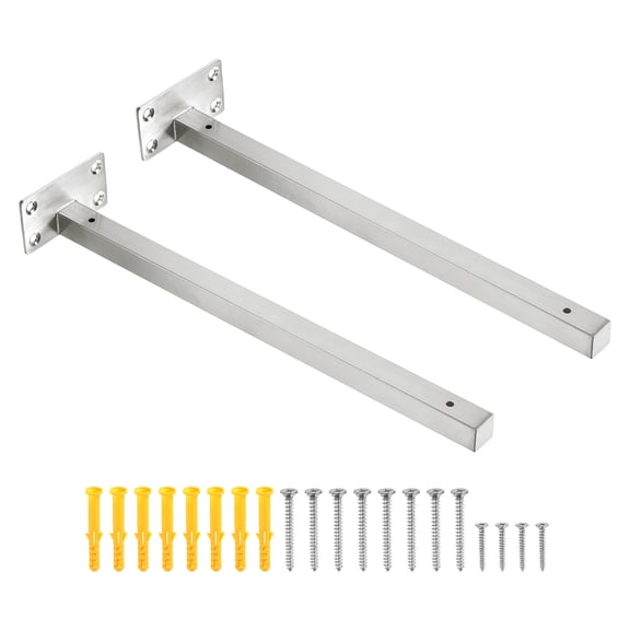 Uxcell Floating Shelf Bracket,2 Pack 14 Inch Stainless Steel Hidden Wall Mounted Shelf Supports