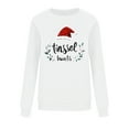 thumbnail image 4 of Ounisa Women Christmas Fleece Sweaters Long Sleeve Crewneck Blouse Pullover Christmas Hat Graphic Sweatshirts Holiday Graphic Shirts, 4 of 6