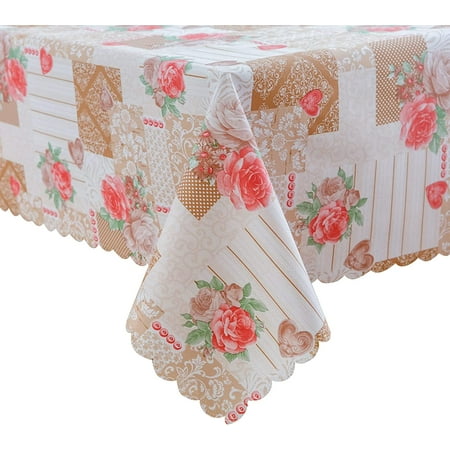 

WISH TREE Rectangle Vinyl Tablecloth Waterproof Plastic Table Cover Stain Resistant Table Cloth