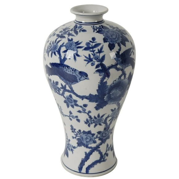 A&b Home vase à oiseaux bleu & Blanc Ren