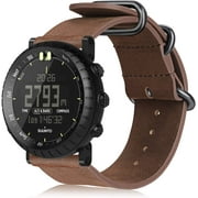 Suunto Watch Compatible with Core, Leather Strap Replacement Wrist s with Metal Clasp Compatible