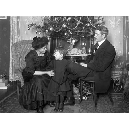 Dan Seymour and Family in Informal Pose, Seated Beneath a Christmas Tree, Christmas 1912 Print Wall Art By William Davis