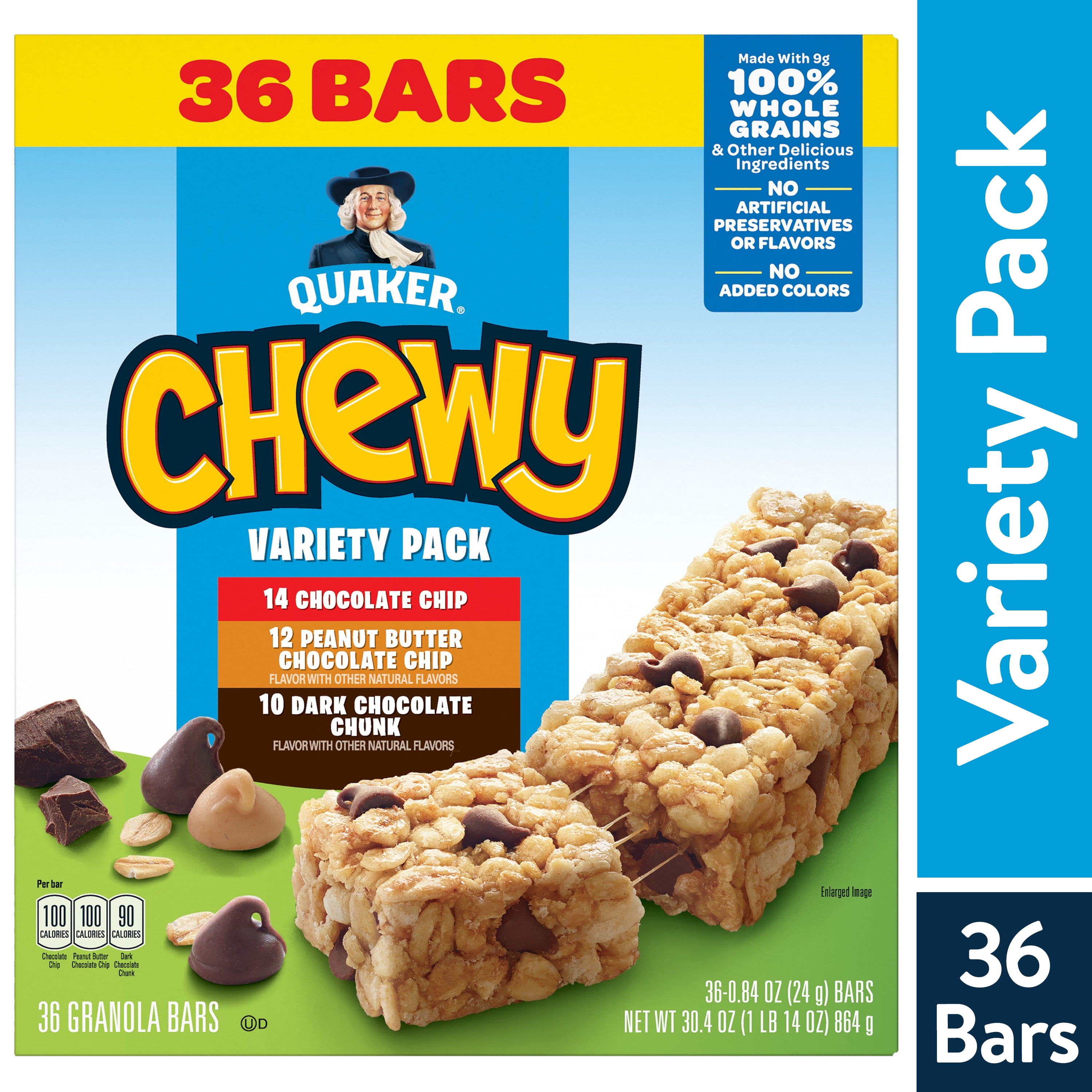 Quaker Chewy Granola Bars, 3 Flavor Variety Pack, 36 Pack