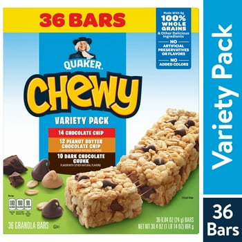 Quaker Chewy Granola Bars, 3 Flavor Variety Pack, 36 Pack