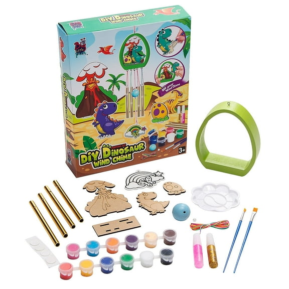 Fun Express 6 1/2" x 8 3/4" DIY Wood Dinosaur Wind Chime Craft Kit - Makes 1