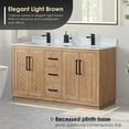 thumbnail image 4 of Anais 60" Wood Vanity in Light Brown with White Composite Stone Top no Mirror, 4 of 12