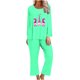 thumbnail image 2 of Puntoco Conjunto De Pantalones Y Manga Larga Con Cuello Redondo Y Estampado De Cáncer De Mama Para Mujer, Color Verde Menta, Xl, 2 of 4
