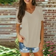 thumbnail image 2 of Admvng Summer Tops For Women Fashion Solid Color V-Neck Short Sleeve T-Shirt Blouse S-5XL, 2 of 6