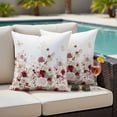 thumbnail image 4 of Red Spring Floral Outdoor Waterproof Pillow Covers, Elegant Pastoral Flowers Watercolor Decorative Square Throw Pillowcase Sofa Cushion Sham for Patio/Couch/Chair, 16"x16" 2 Pack, 4 of 8