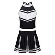 iEFiEL Kids Girls Cheerleader Costume Outfit Sleeveless Tops with Pleated Skirt