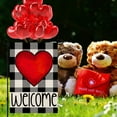 thumbnail image 4 of JOOCAR Valentine's Day Garden Flags, Black and White Buffalo Plaid Hearts Welcome 12x18 Inch Reversible Garden Flags for Outdoor Garden Holiday Yard Decoration, 4 of 5
