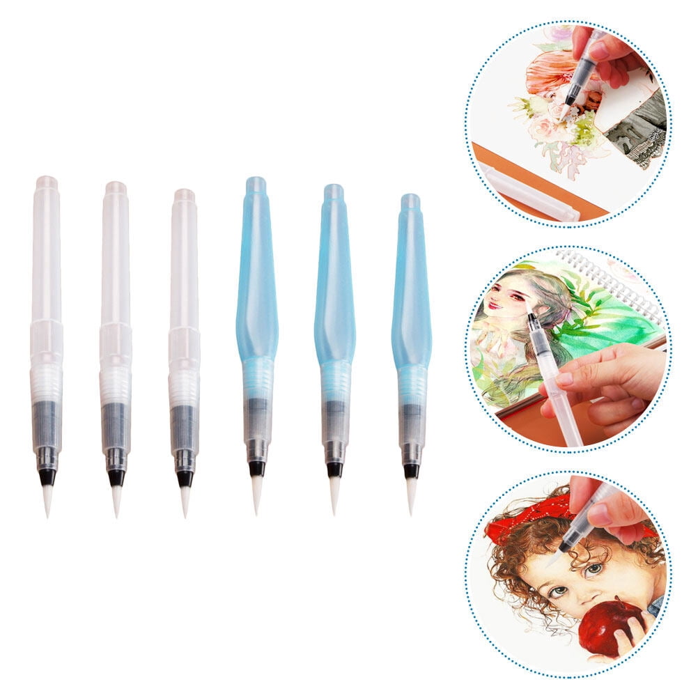 Shuliwen 6 Watercolor Brush Pens Refillable Water Brush for Painting