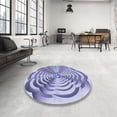 thumbnail image 4 of Ahgly Company Machine Washable Indoor Round Transitional Slate Blue Area Rugs, 5' Round, 4 of 7