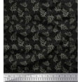 thumbnail image 1 of Soimoi BlackPolyester Crepe Fabric Cedar Leaves Printed Craft Fabric by the Yard 42 Inch Wide, 1 of 3