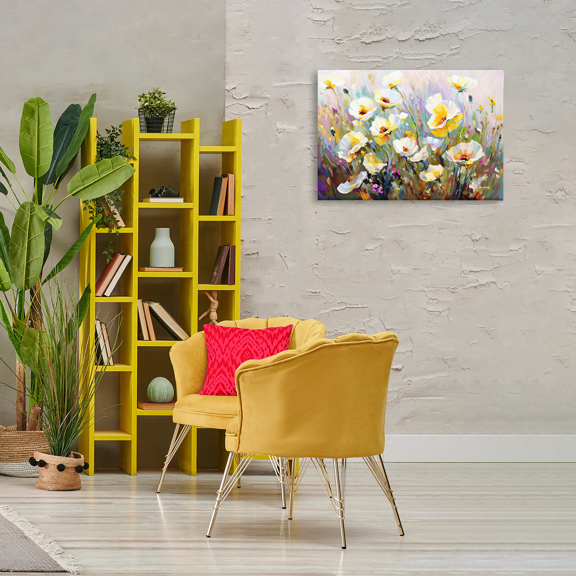 Stupell Industries Sunlit Petals Embrace Botanical & Floral Painting Gallery Wrapped Canvas Art Print Wall Art, 30 x 20