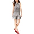 thumbnail image 1 of maison Jules Womens Plaid A-line Dress, Negro, X-Large, 1 of 1