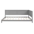 thumbnail image 4 of Full Size Daybed with A Backrest and Armrests, Mid-Century Wood Sofa Bed Frame with Wood Slats Support, Platform Bed Frame, Guest Bed for Bedroom Guest Room Living Room, No Box Spring Needed, Gray, 4 of 7