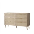 thumbnail image 1 of 8-Drawer Rattan Dresser with Gold Handles, Woven Storage Chest of Drawers for Bedroom, Living Room, Entryway – Durable Engineered Wood Construction, Easy Assembly, Oak, 1 of 8