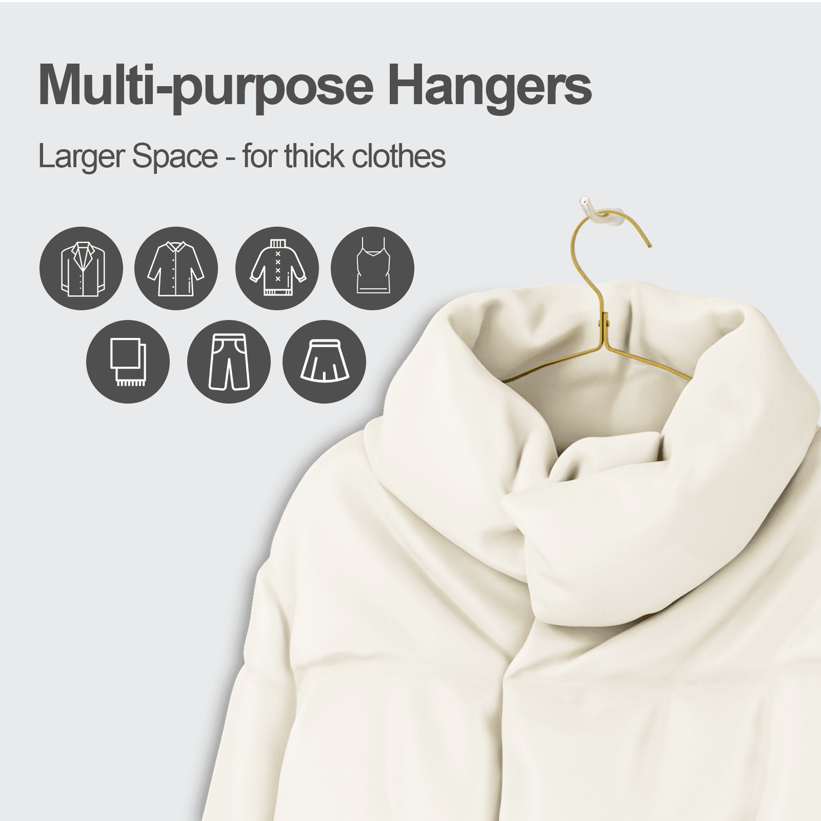 Ueakpic Aluminum Wide Coat Hangers,Durable Metal Hanger for Heavy Clothing,Gold Matte, 20 Pack