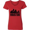 thumbnail image 3 of Inktastic Houston Skyline Grunge Women's V-Neck T-Shirt, 3 of 5