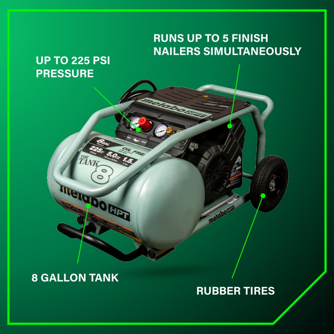 Metabo HPT 8-Gal Air Compressor for Garage, 225 PSI, EC1315S