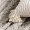 thumbnail image 3 of Phantoscope Soft Corduroy Velvet with Cotton Tassel Solid Square Cusion Accent Decorative Throw Pillow for Couch, 12" x 20", Off White, 2 Pack, 3 of 6