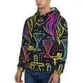 thumbnail image 3 of Balery Neon Bar Drinks Pattern Mens Hoodie Kangaroo Pocket Hoodie Pullover Hooded Sweatshirt Ideal for Daily Wear Travel and Home-Medium, 3 of 7