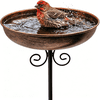 ACDANC Small Metal Bird Bath for Outdoors,10" Dia Bowl with Stake Birdbath Garden Yard Lawn Decor,Solar Fountain Compatible,0.4 Gallon