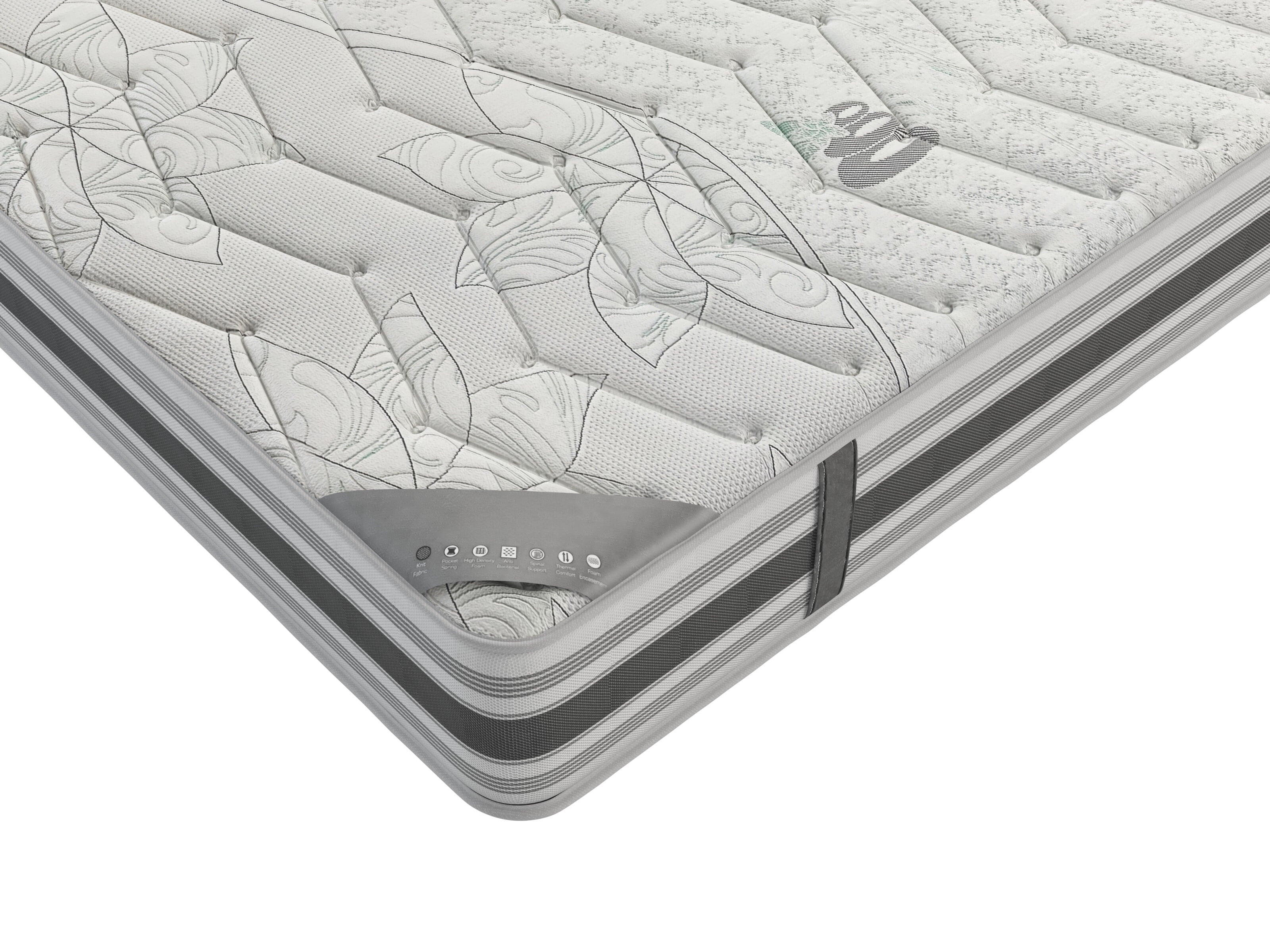 Ottomanson Edge to Edge 12" Pocket Coils Firm Tight Top Hybrid Mattress in a Box, King