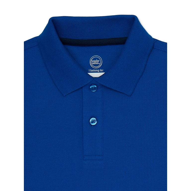 Wonder Nation Boys School Uniform Pique Polo Shirts with