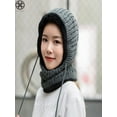 thumbnail image 3 of Luxtrada Women's Warm Conjoined Hat, Scarf & Glove Set, Gray, 3 of 8
