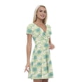thumbnail image 1 of Women’s A Line Leaf Summer Dress, Retro Triangle Arrangement, Cross Wrap V Neck, 6 Sizes, by Ambesonne, 1 of 2