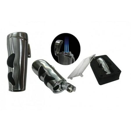 Evolution Triple Flame Torch Lighter w/ Rubber Grips & Bullet Cutter -